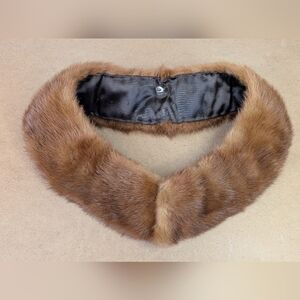 Vintage Fur Collar, Detachable Real Fur Collar, Brown Soft Fur